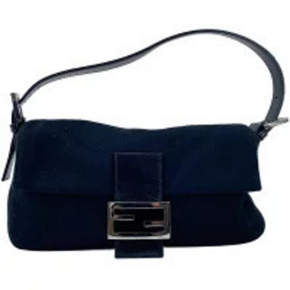 Fendi Suede Mamma Bucket Shoulder Bag Black